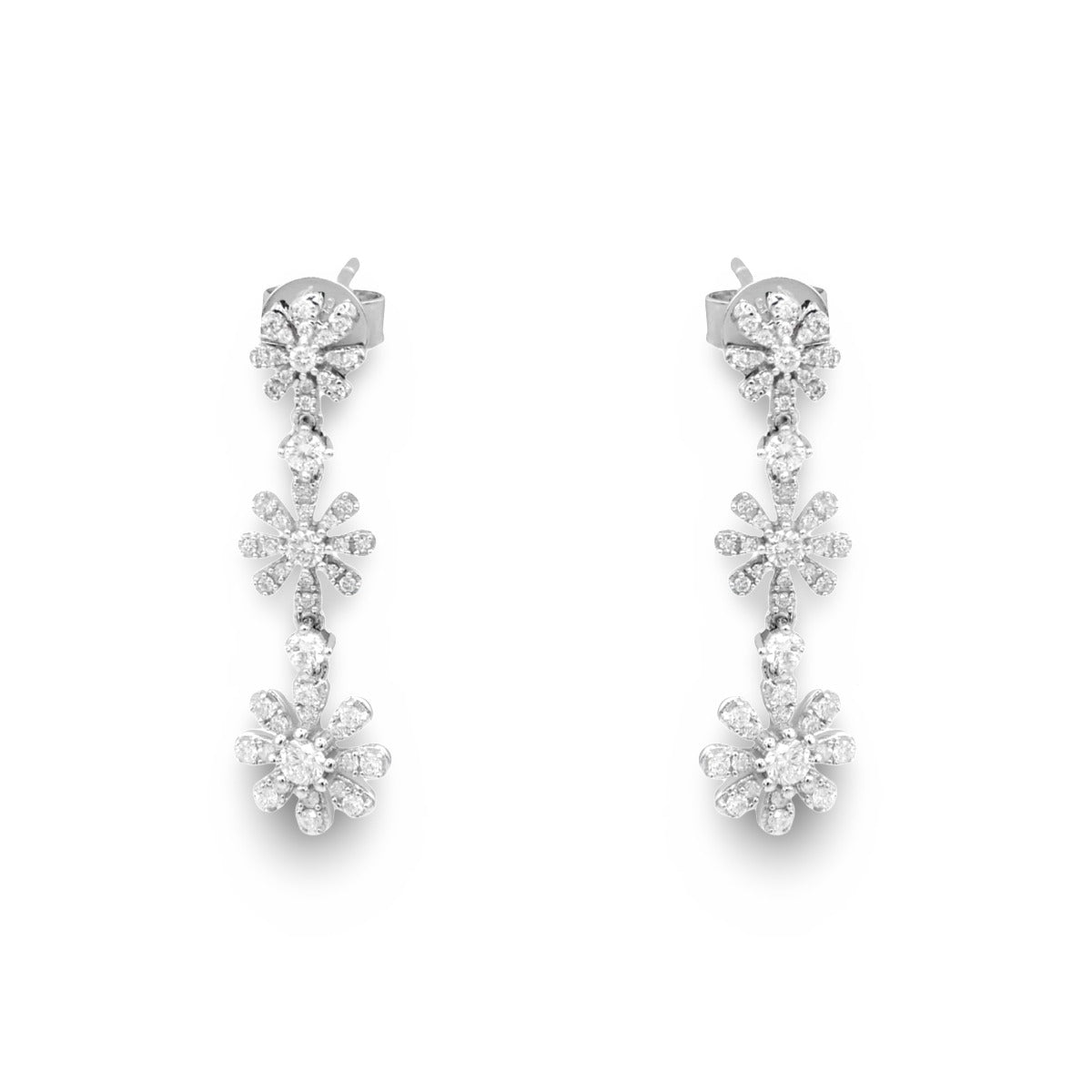 Graduated Flower Drop Earrings - Elgrissy Diamonds