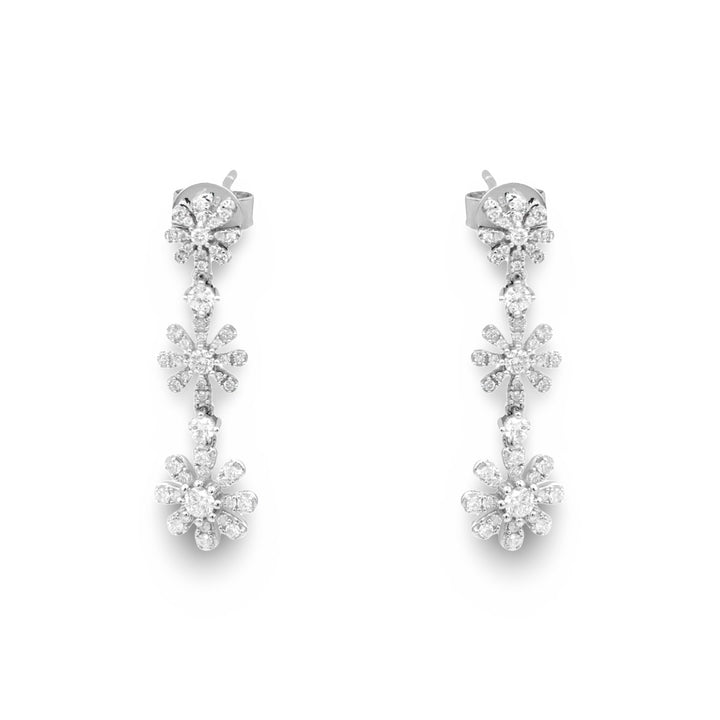 Graduated Flower Drop Earrings - Elgrissy Diamonds