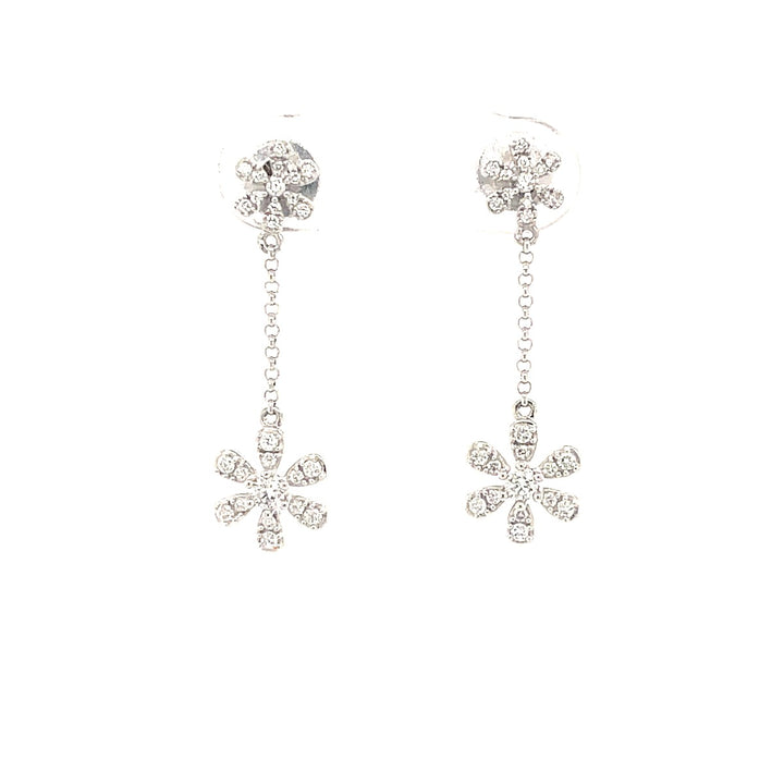 Chain Drop Flower Earrings - Elgrissy Diamonds