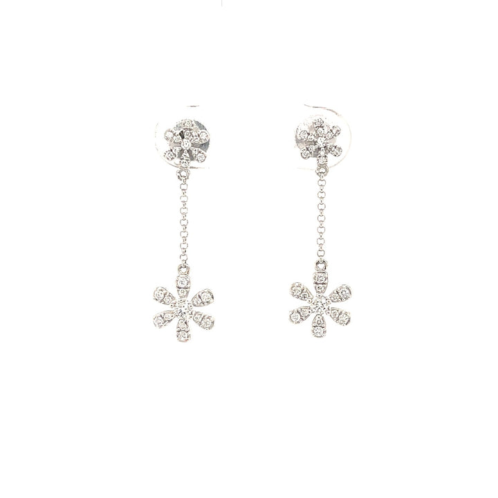 Chain Drop Flower Earrings - Elgrissy Diamonds