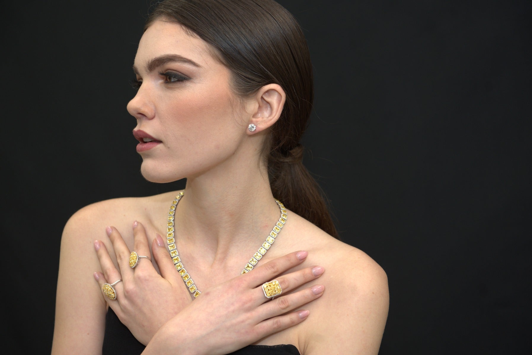 Fancy Yellow Radiant Halo Necklace - Elgrissy Diamonds