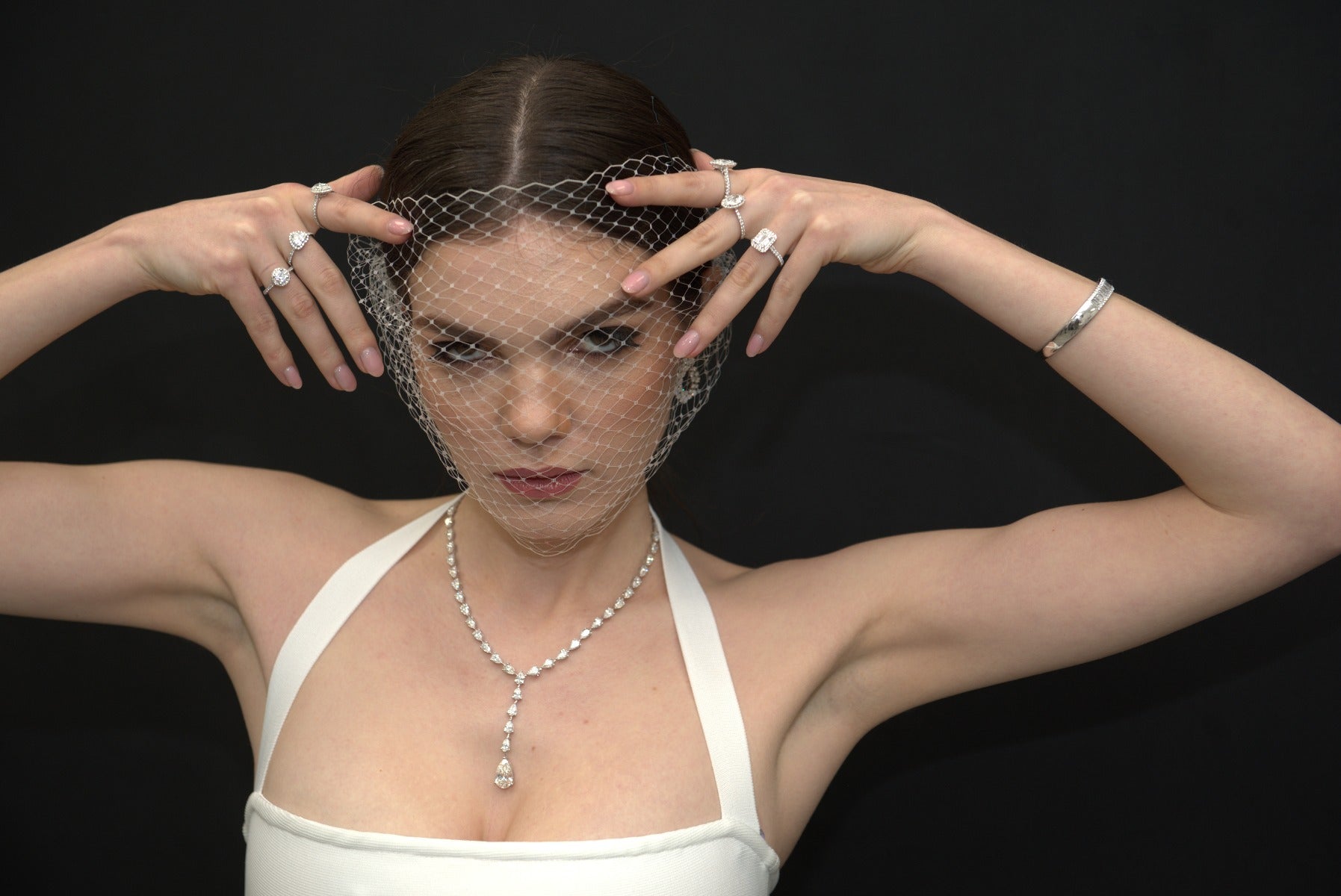 Pear Shape Diamonds Lariat Necklace - Elgrissy Diamonds