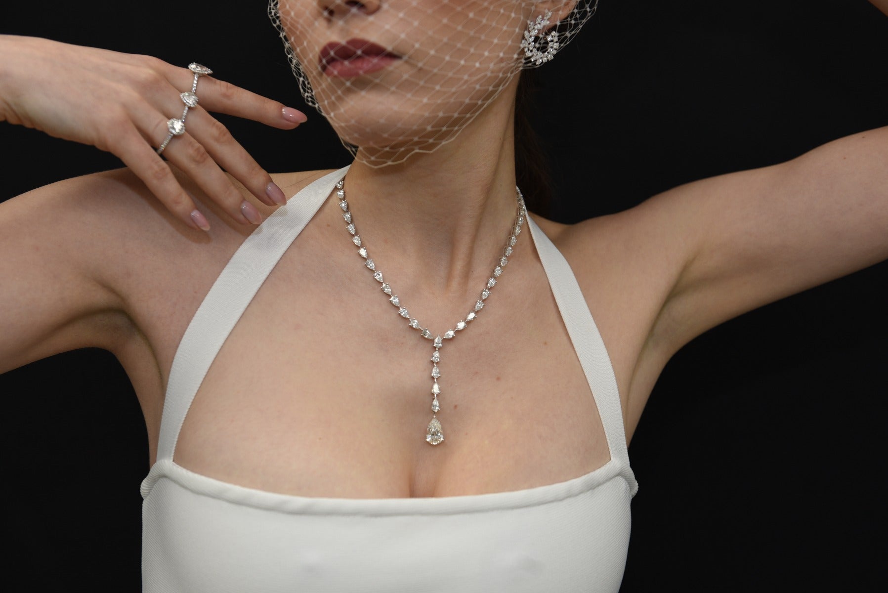 Pear Shape Diamonds Lariat Necklace - Elgrissy Diamonds