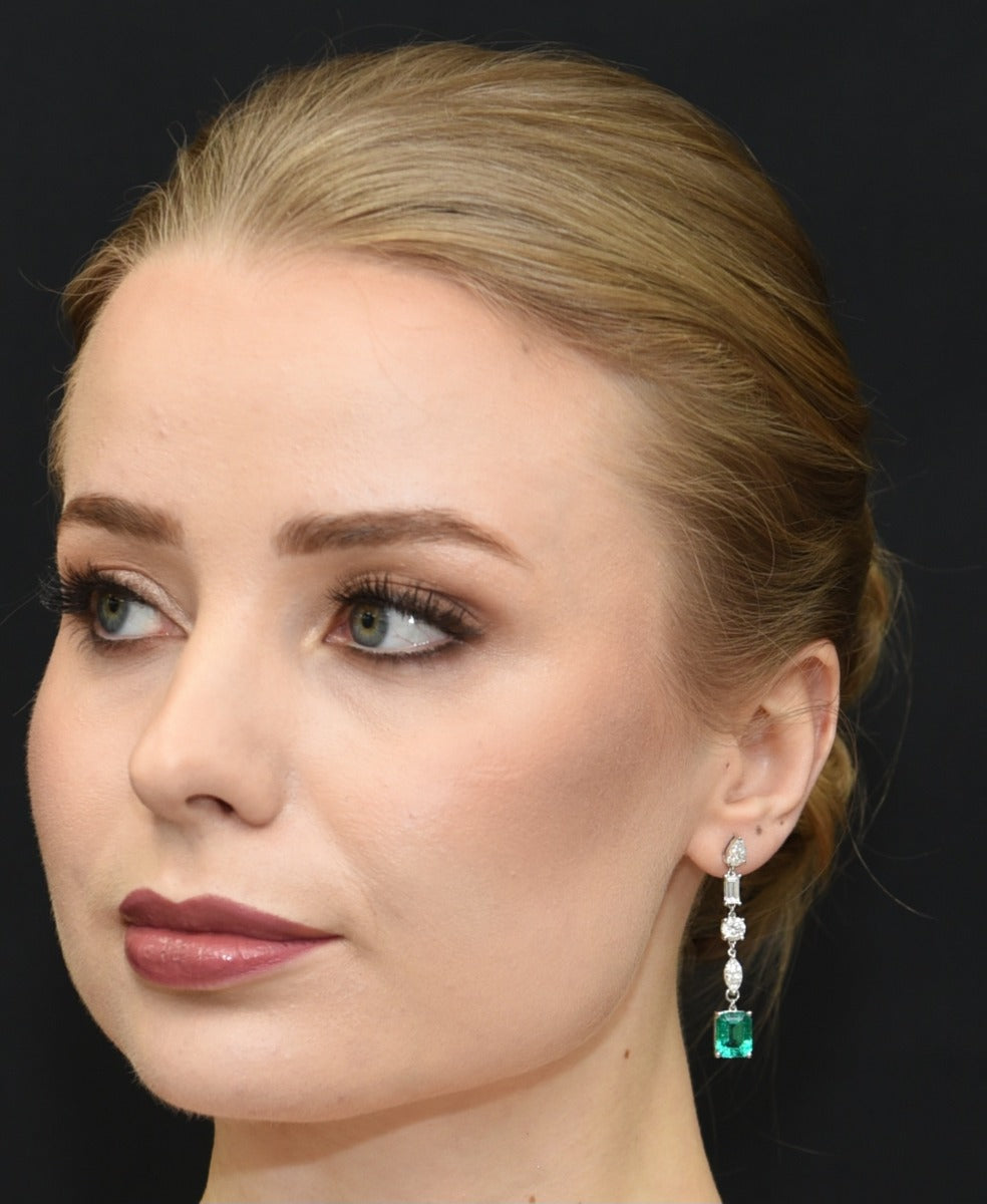 Green Emerald with Mixed Shapes Earrings - Elgrissy Diamonds