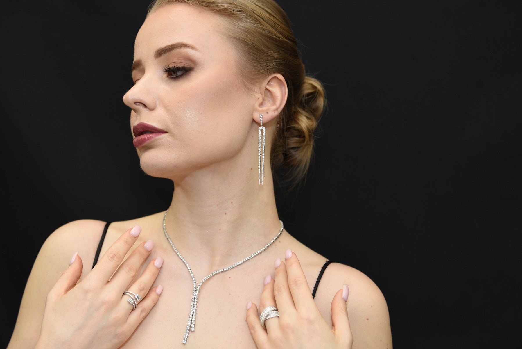 Diamond Lariat Tennis Necklace 2mm - Elgrissy Diamonds