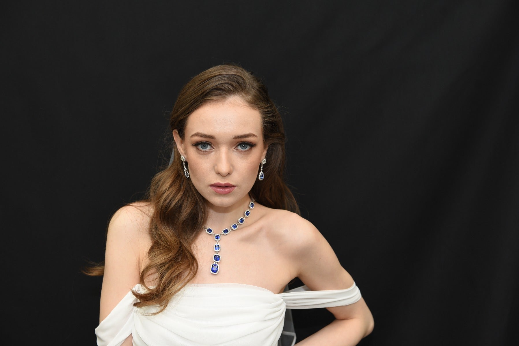 Halo Sapphire Cushion Diamonds Lariat Neckalce - Elgrissy Diamonds