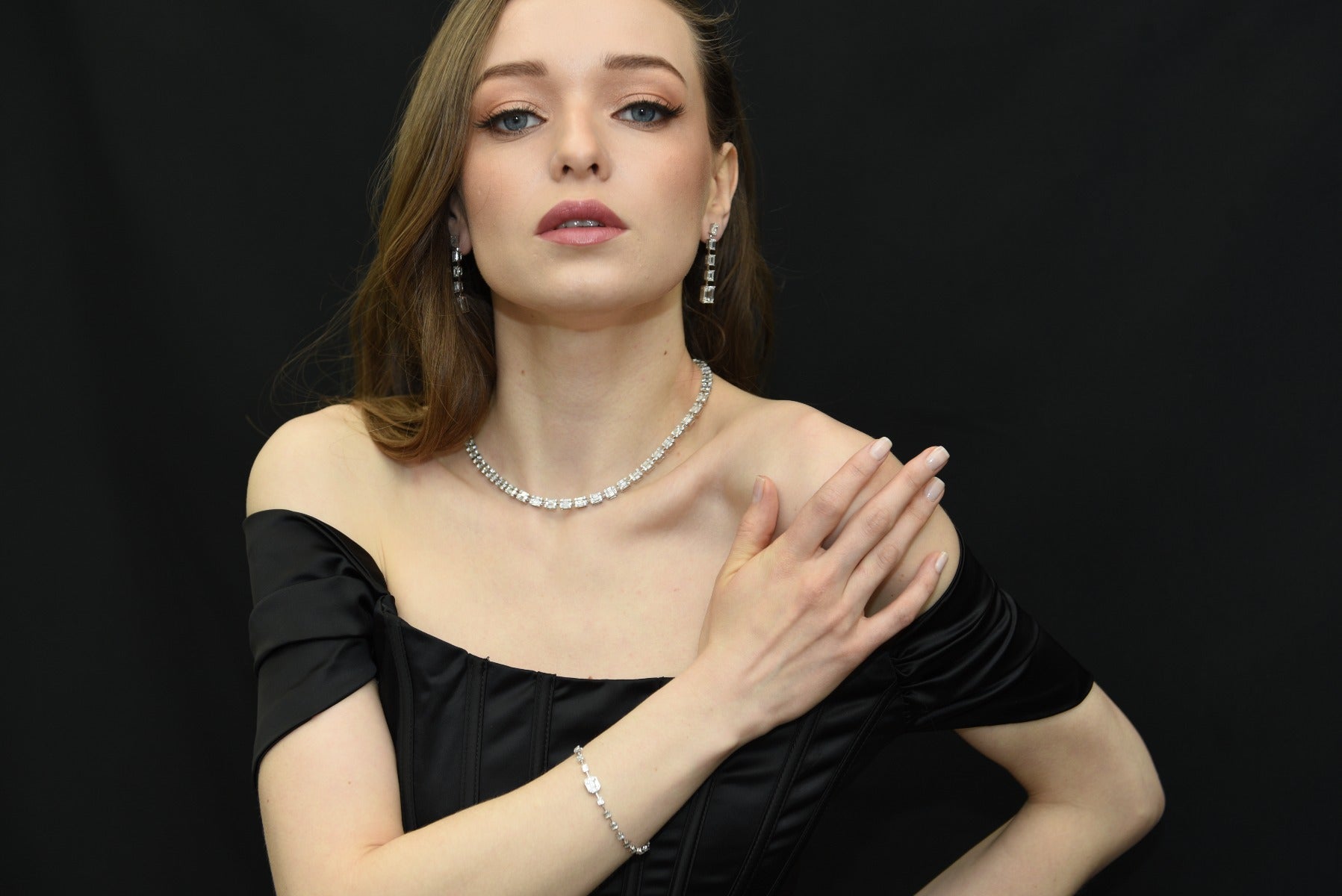 Emerald Shaped Diamond Tennis Necklace - Elgrissy Diamonds