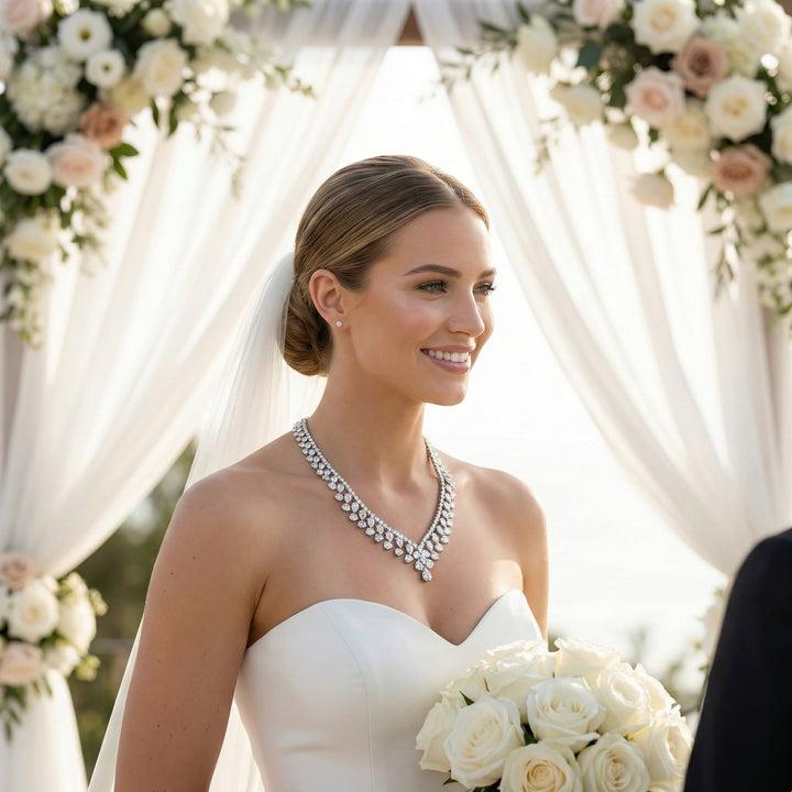 Diamond Cascade Necklace in White Gold