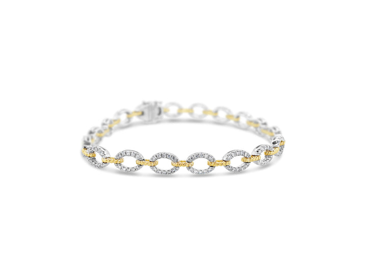 Two Tone Link Chain Diamonds Bracelet - Elgrissy Diamonds