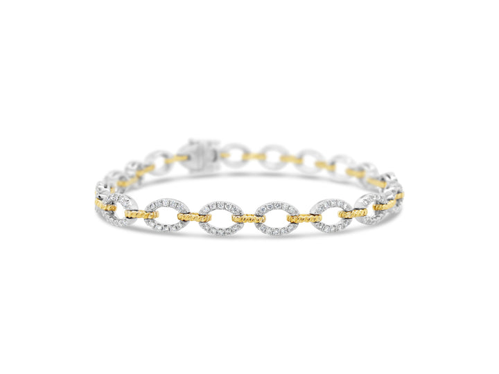 Two Tone Link Chain Diamonds Bracelet - Elgrissy Diamonds