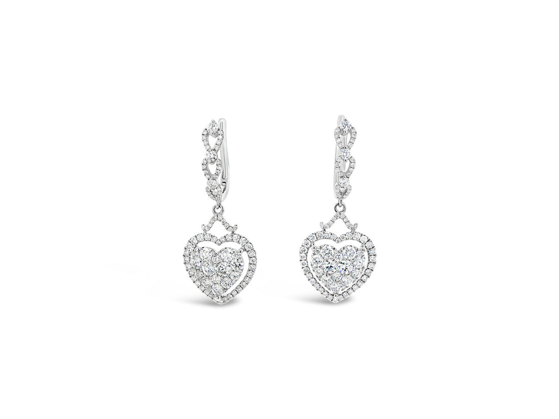 Infinity Float Heart Halo Dangling Earrings - Elgrissy Diamonds