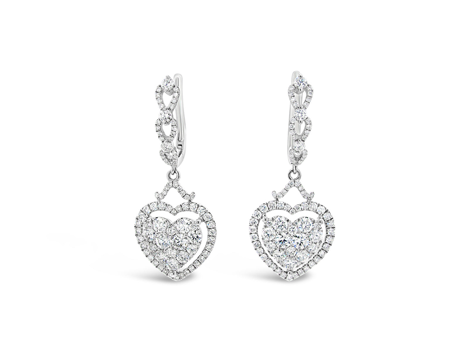 Infinity Float Heart Halo Dangling Earrings - Elgrissy Diamonds