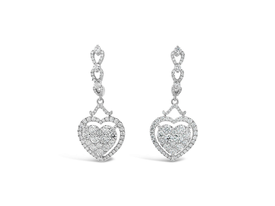 Infinity Float Heart Halo Dangling Earrings - Elgrissy Diamonds