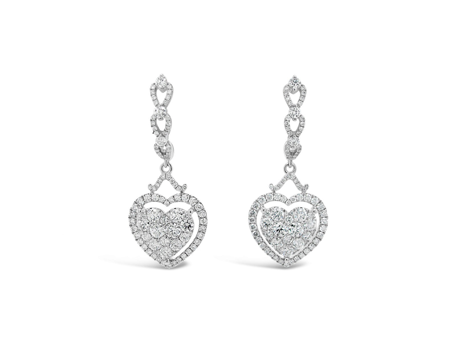 Float Heart Halo Dangling Earrings - Elgrissy Diamonds