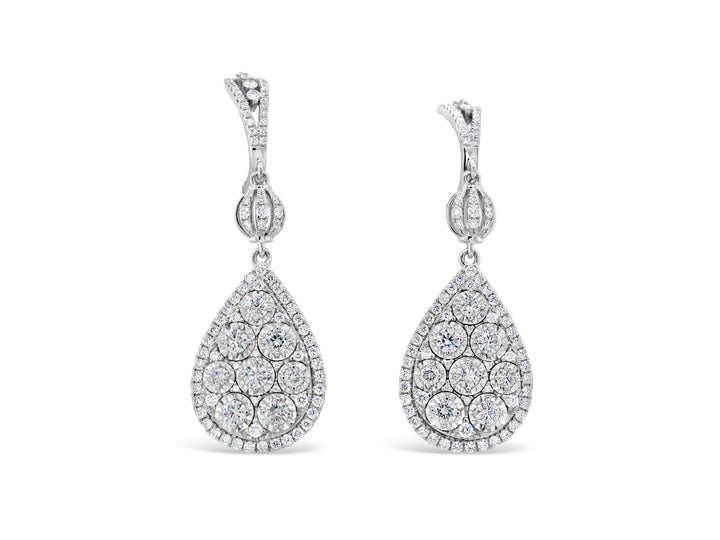 Pear Halo Illusion Dangling Earrings - Elgrissy Diamonds