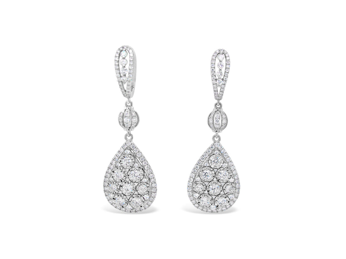 Pear Halo Illusion Dangling Earrings - Elgrissy Diamonds