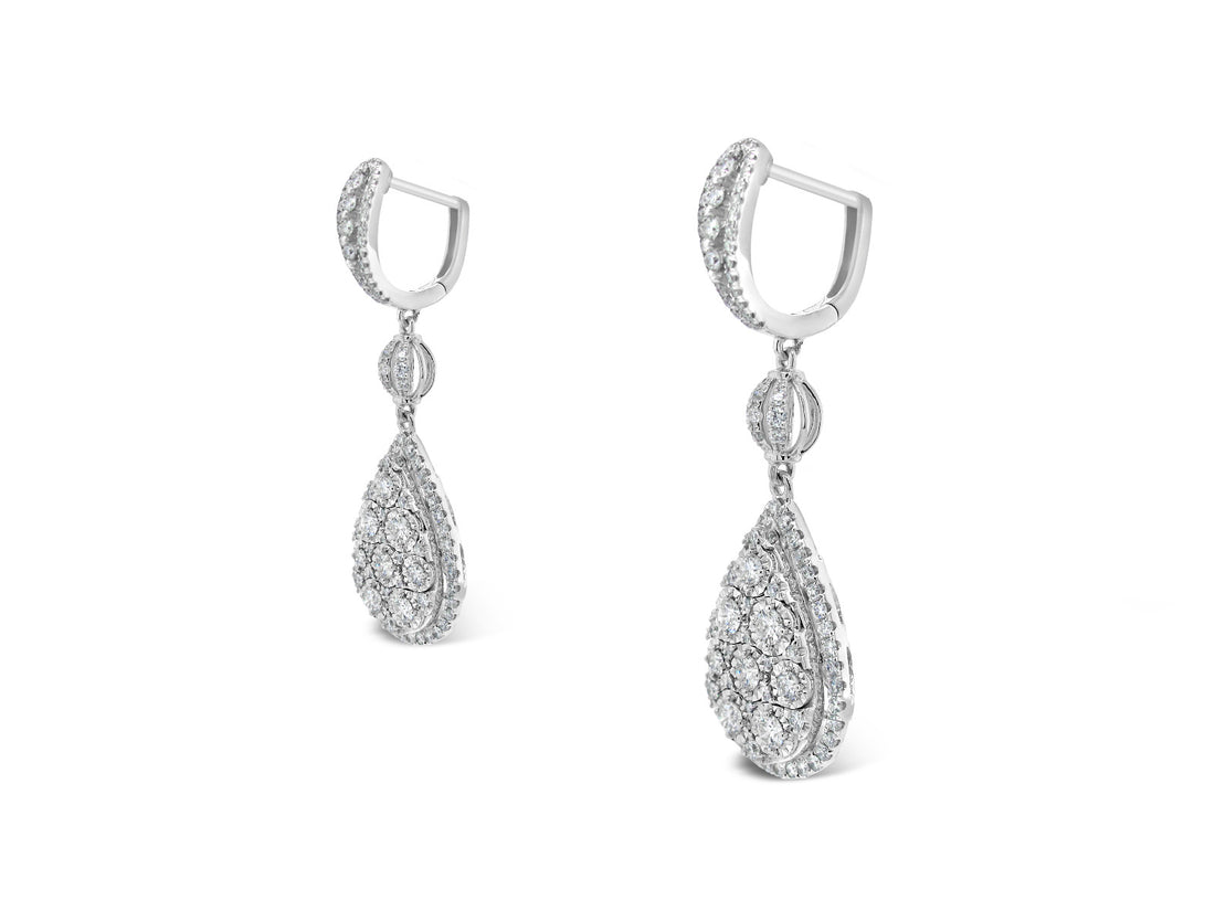 Pear Halo Illusion Dangling Earrings - Elgrissy Diamonds