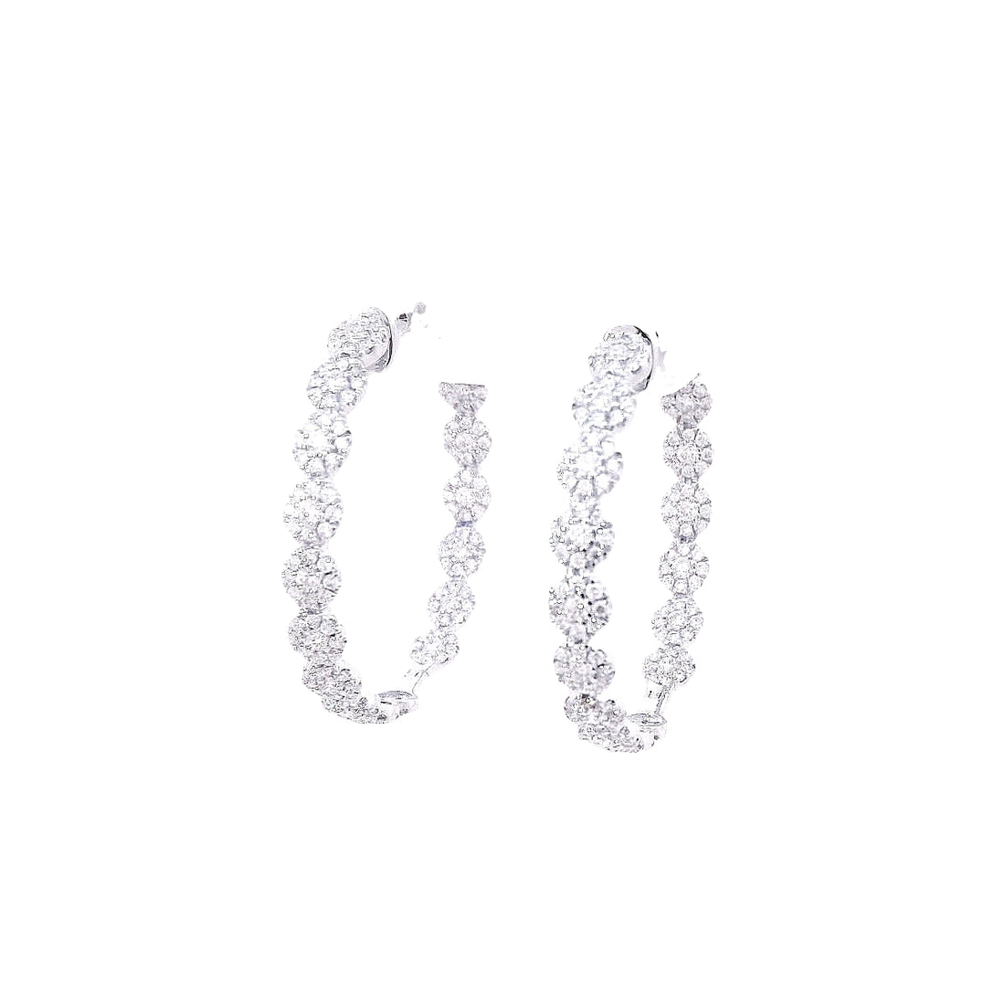 Cluster Diamonds Hoop Earrings for Sale