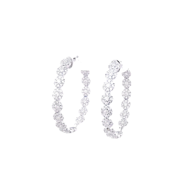 Cluster Diamonds Hoop Earrings for Sale