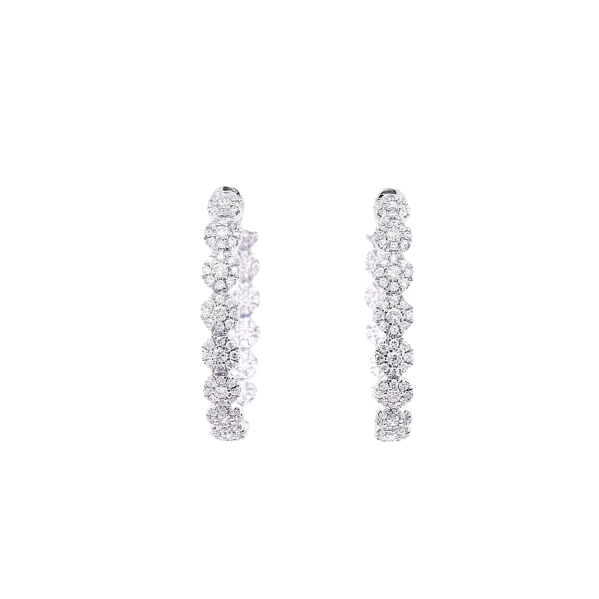 Cluster Diamonds Hoop Earrings for Sale