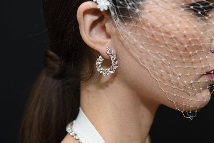 Pavé Leaf Statement Hoop Earrings - Elgrissy Diamonds