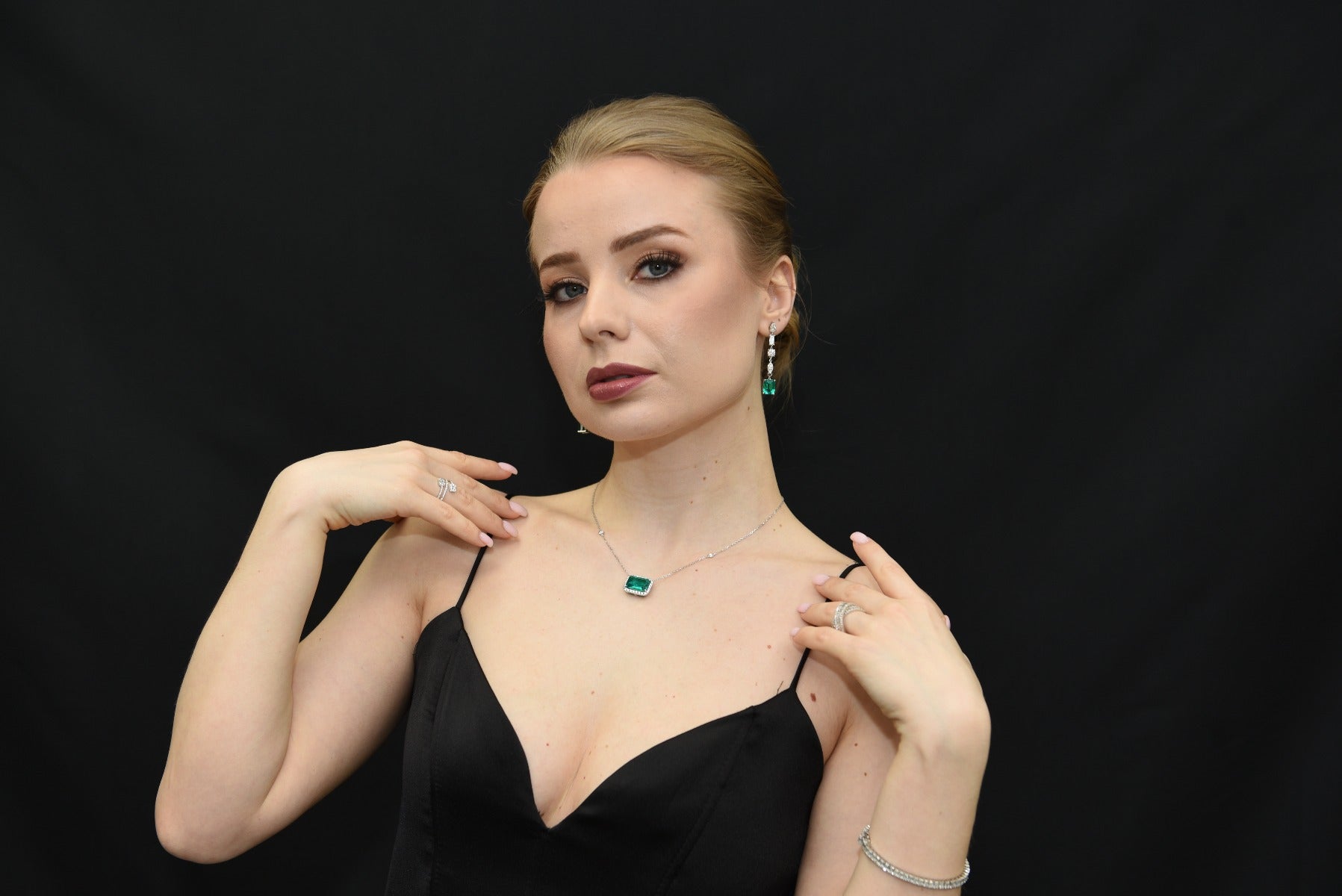 Green Emerald with Mixed Shapes Earrings - Elgrissy Diamonds