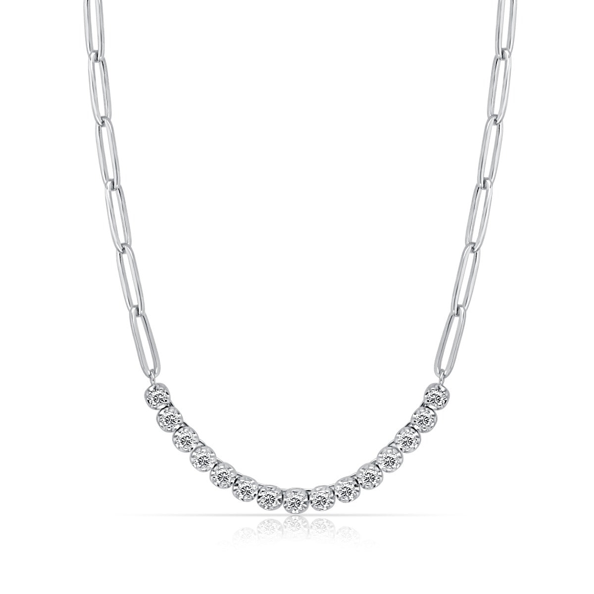 Paper Cip Tennis Necklace - Elgrissy Diamonds