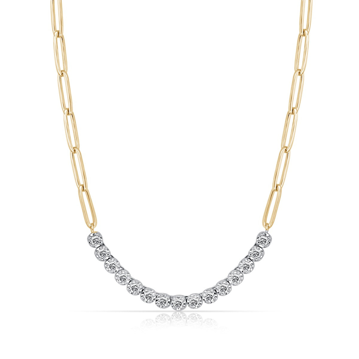Paper Clip Tennis Necklace - Elgrissy Diamonds
