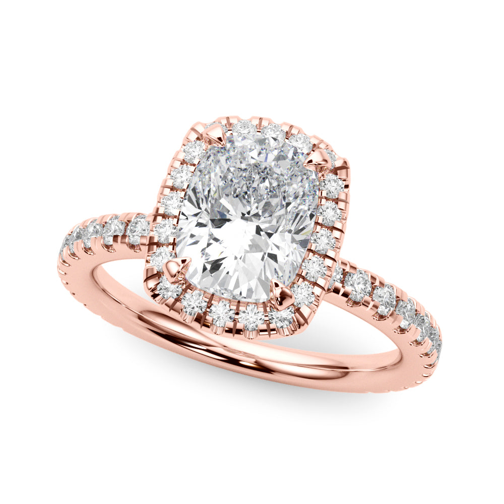 Halo Elongated Cushion Pavé - Elgrissy Diamonds