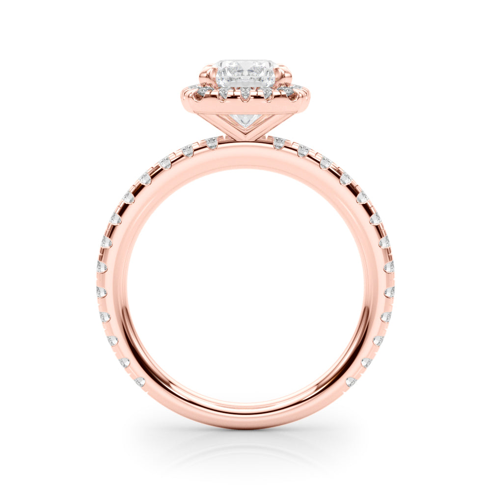 Halo Elongated Cushion Pavé - Elgrissy Diamonds