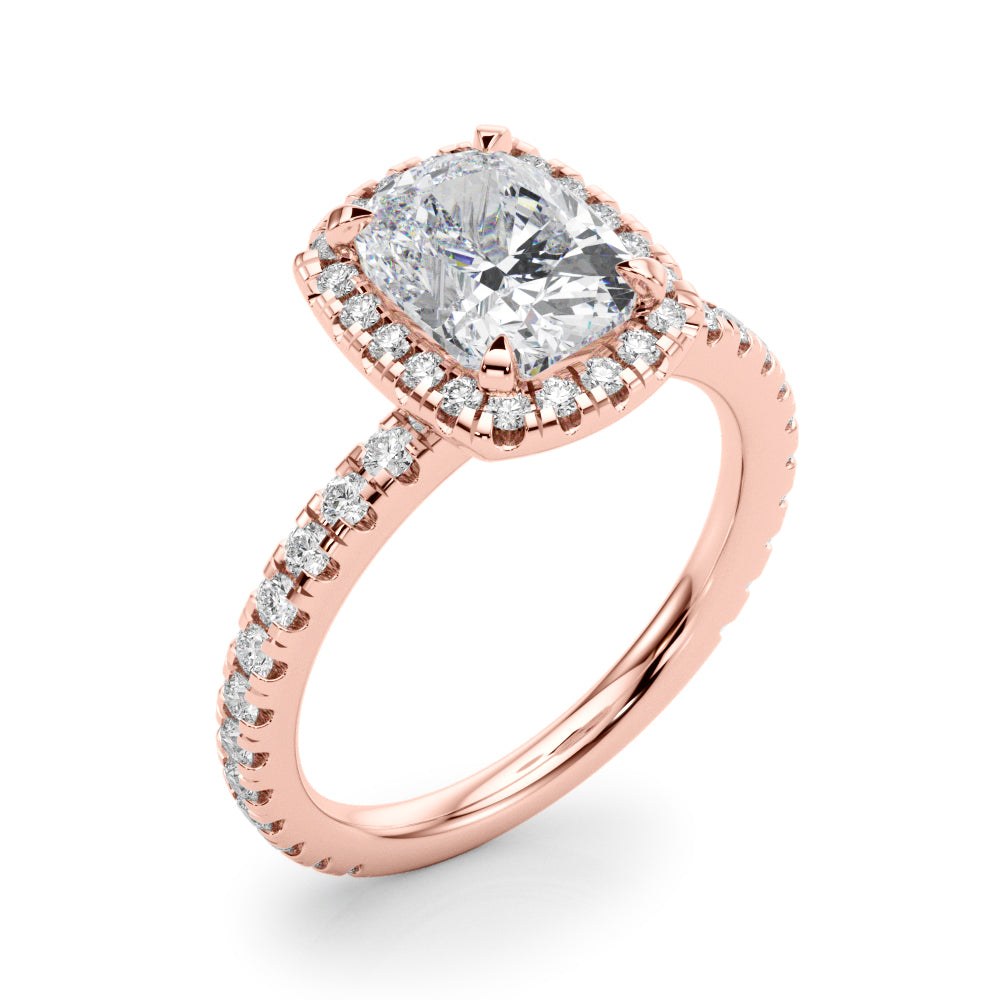 Halo Elongated Cushion Pavé - Elgrissy Diamonds