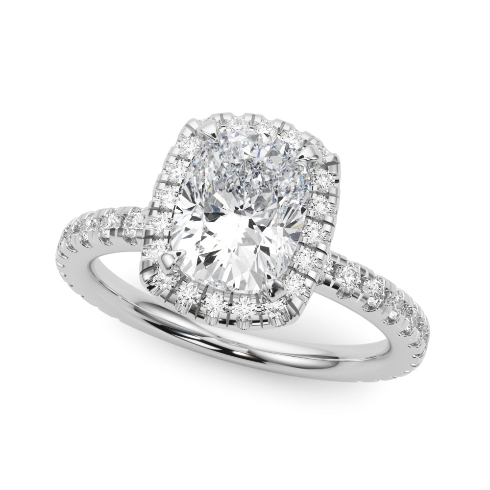 Halo Elongated Cushion Pavé - Elgrissy Diamonds