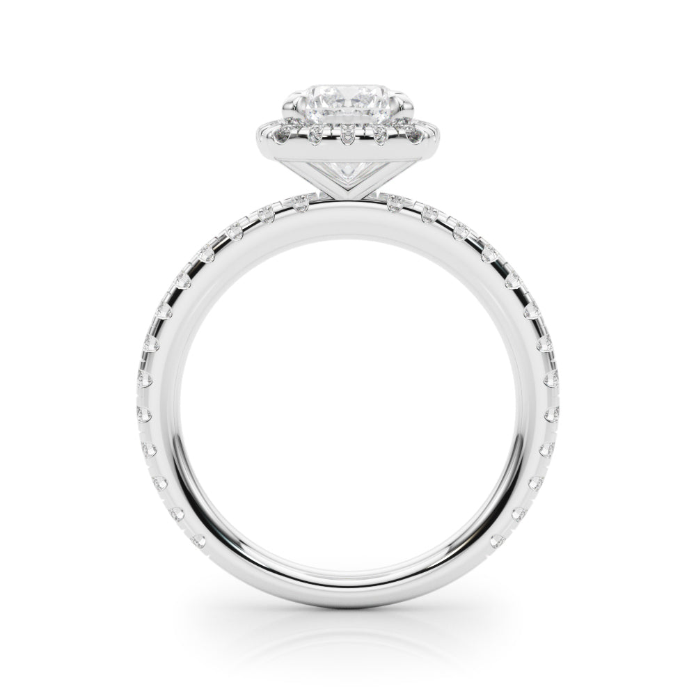 Halo Elongated Cushion Pavé - Elgrissy Diamonds