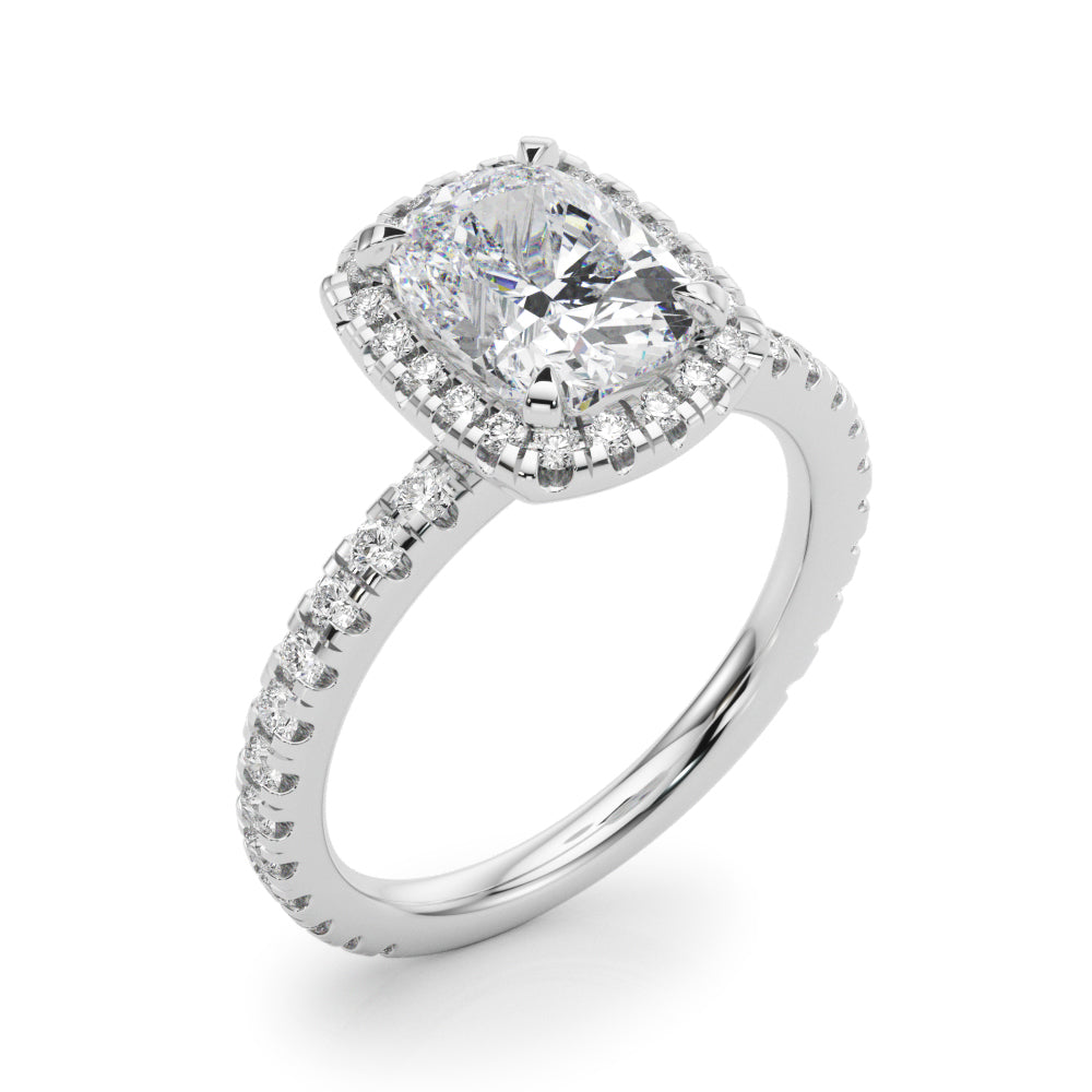 Halo Elongated Cushion Pavé - Elgrissy Diamonds