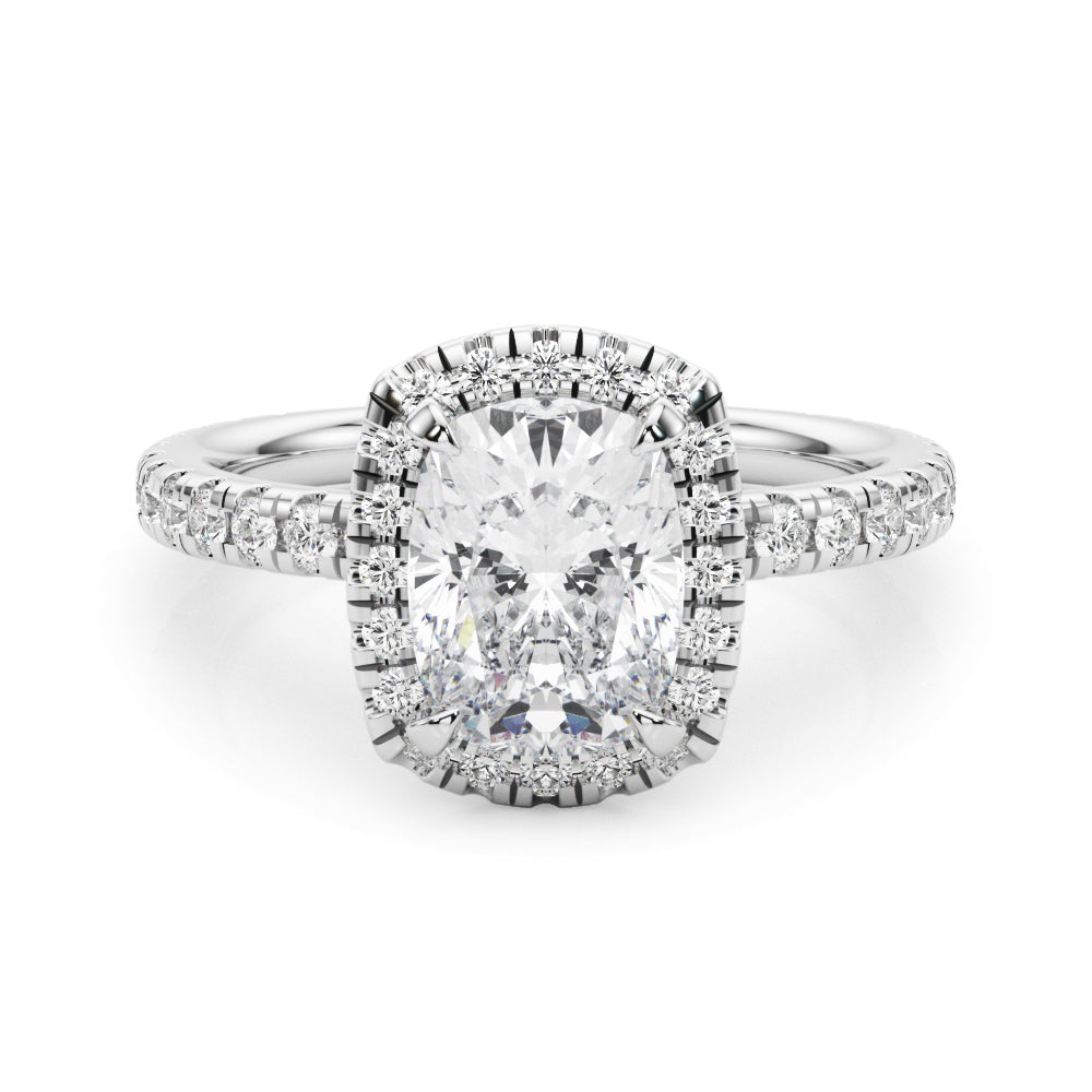 Halo Elongated Cushion Pavé - Elgrissy Diamonds