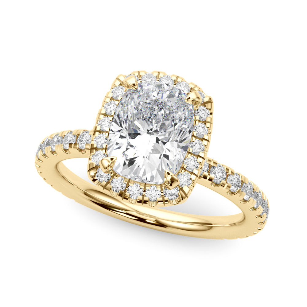 Halo Elongated Cushion Pavé - Elgrissy Diamonds