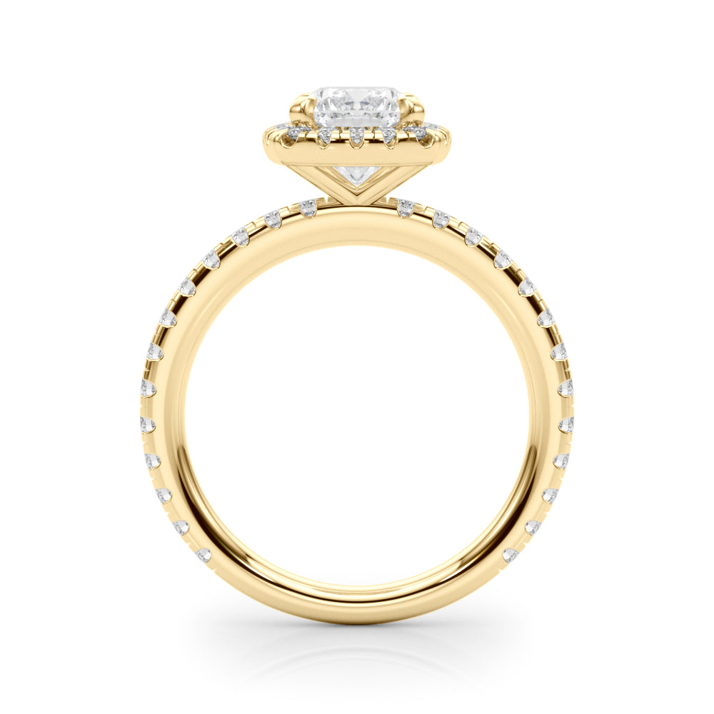 Halo Elongated Cushion Pavé - Elgrissy Diamonds