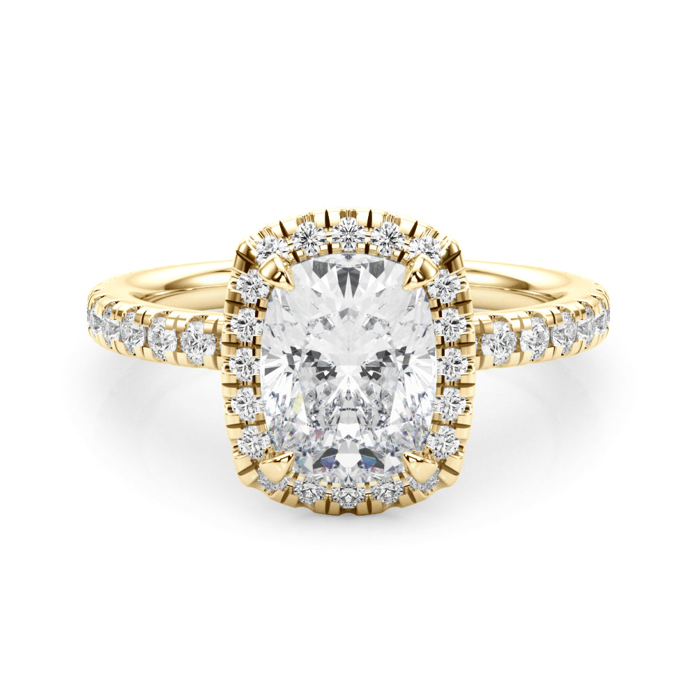 Halo Elongated Cushion Pavé - Elgrissy Diamonds