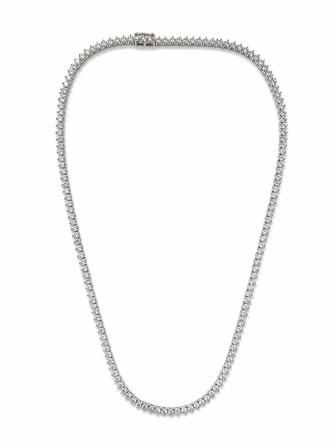 9.80ct Lab- Grown Diamond Tennis Necklace -14k White Gold (3 Prong)