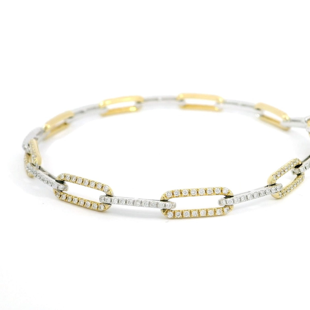 Yellow and White Gold Paper Clip Bracelet - Elgrissy Diamonds
