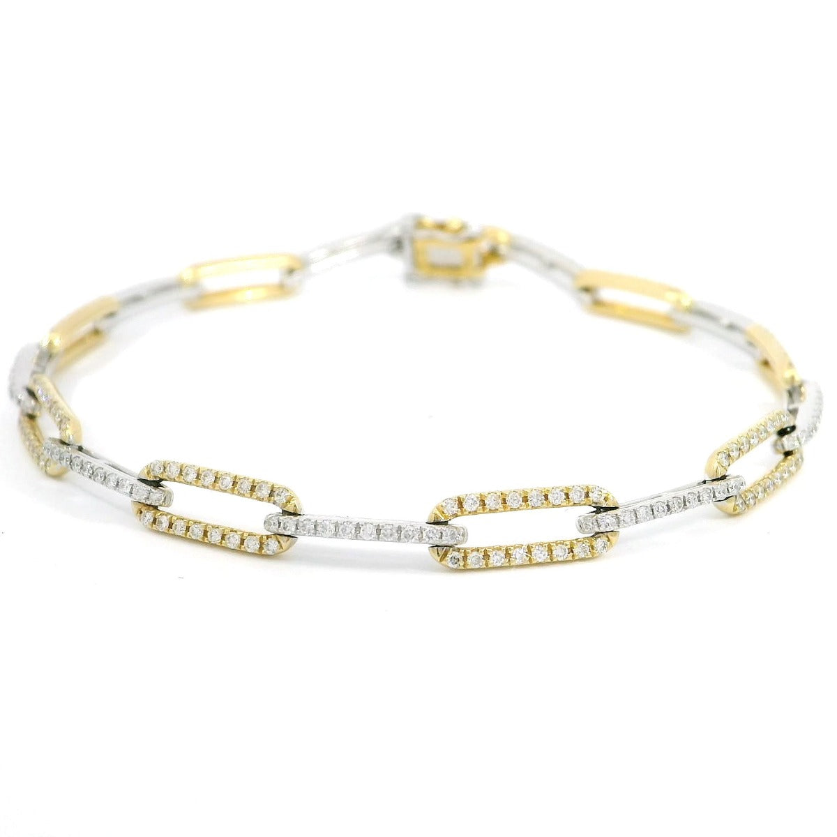 Yellow and White Gold Paper Clip Bracelet - Elgrissy Diamonds