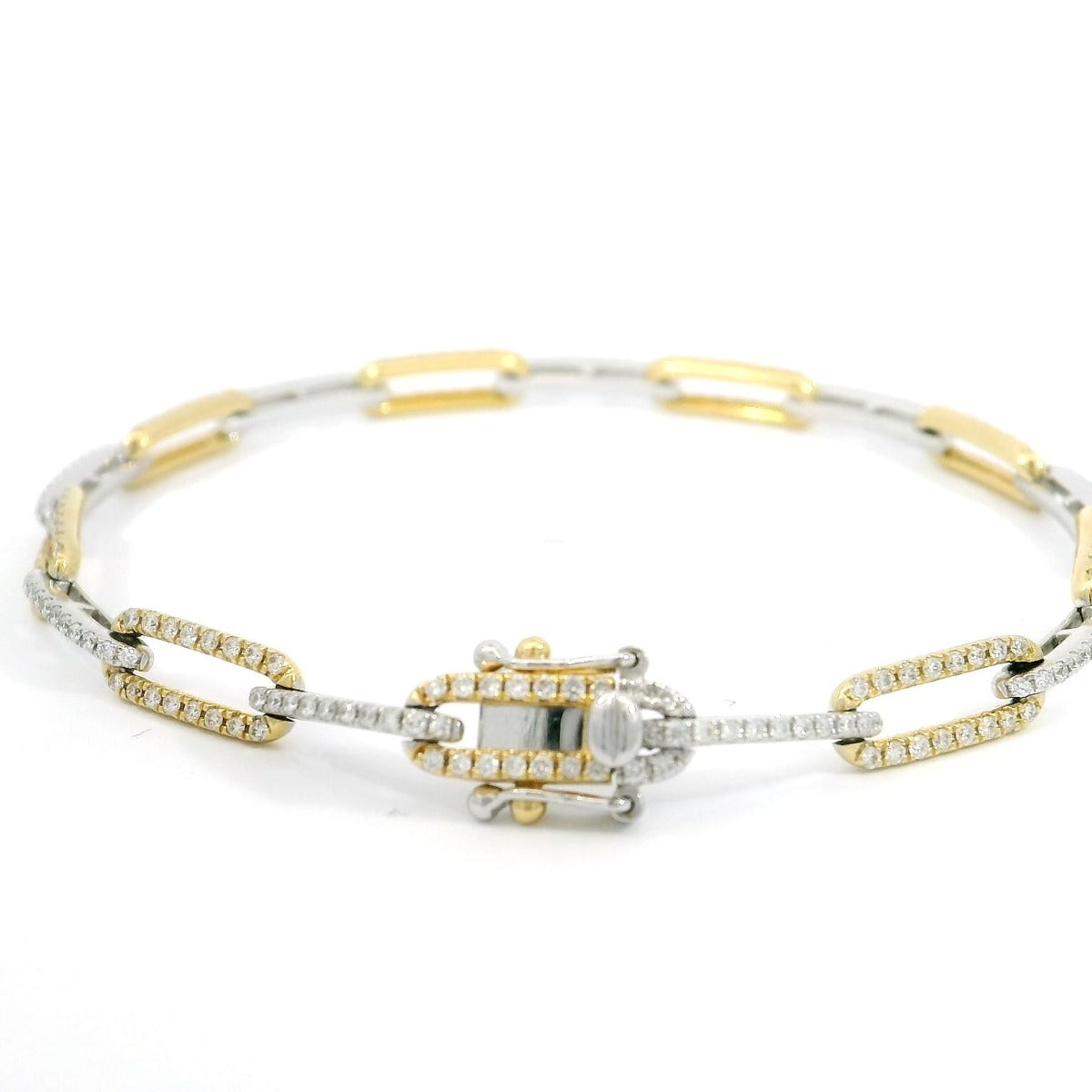 Yellow and White Gold Paper Clip Bracelet - Elgrissy Diamonds