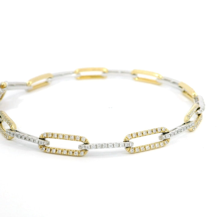 Yellow and White Gold Paper Clip Bracelet - Elgrissy Diamonds