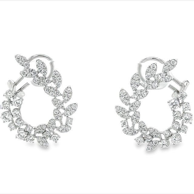 Pavé Leaf Statement Hoop Earrings - Elgrissy Diamonds