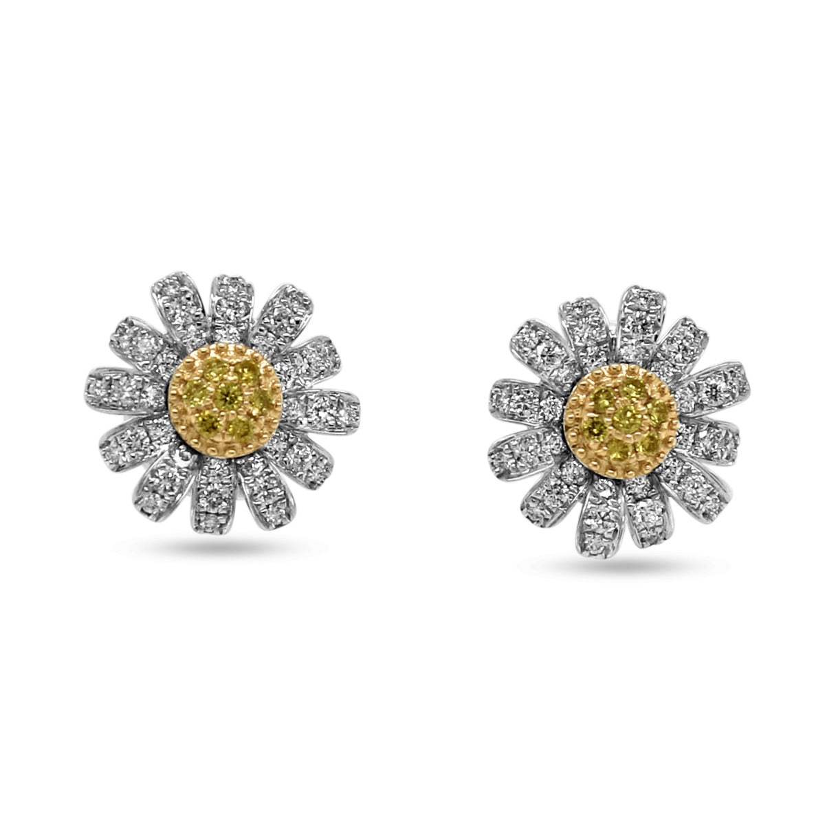 Yellow Diamond Daisy Studs - Elgrissy Diamonds