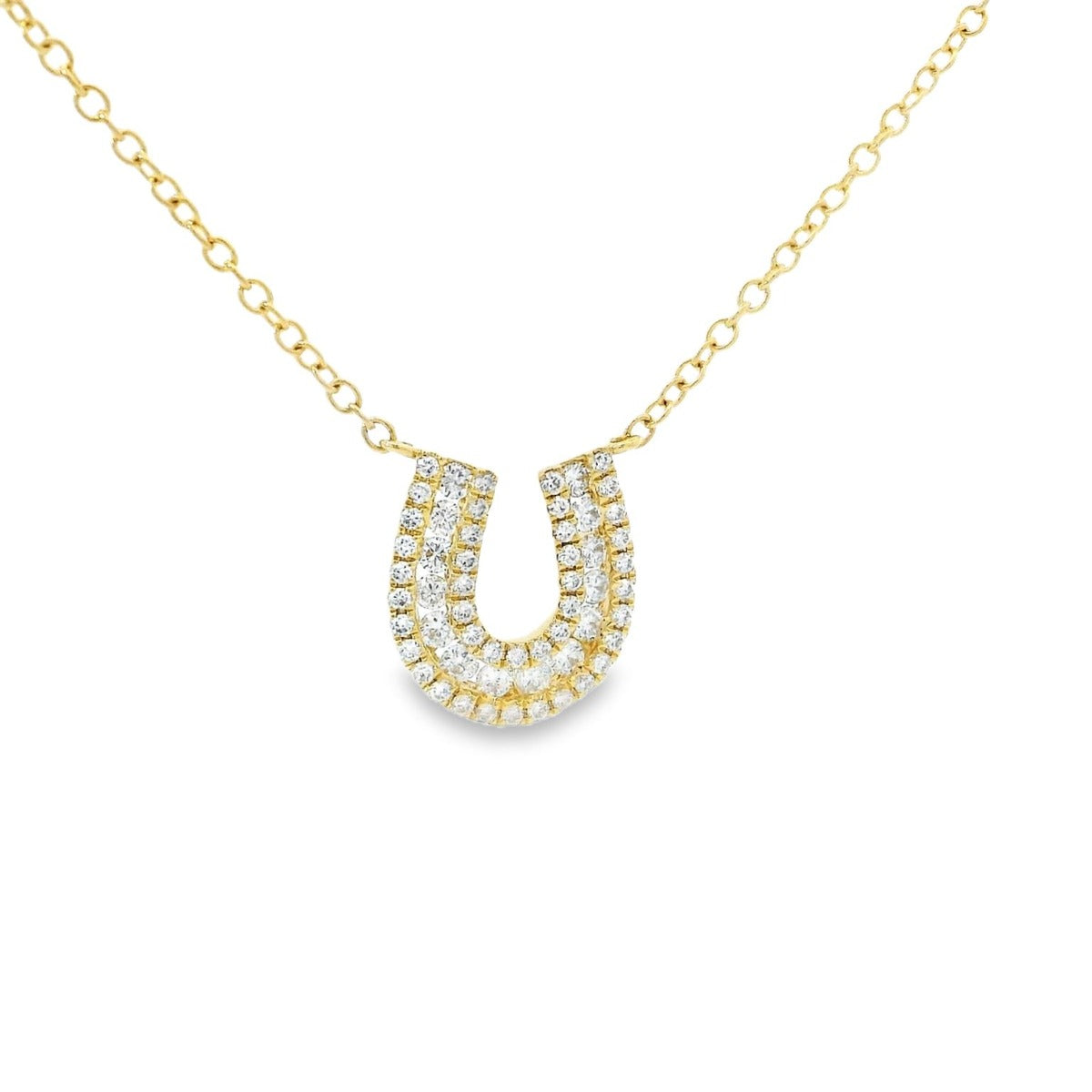 Yellow Gold HorseShoe Diamonds Necklace - Elgrissy Diamonds