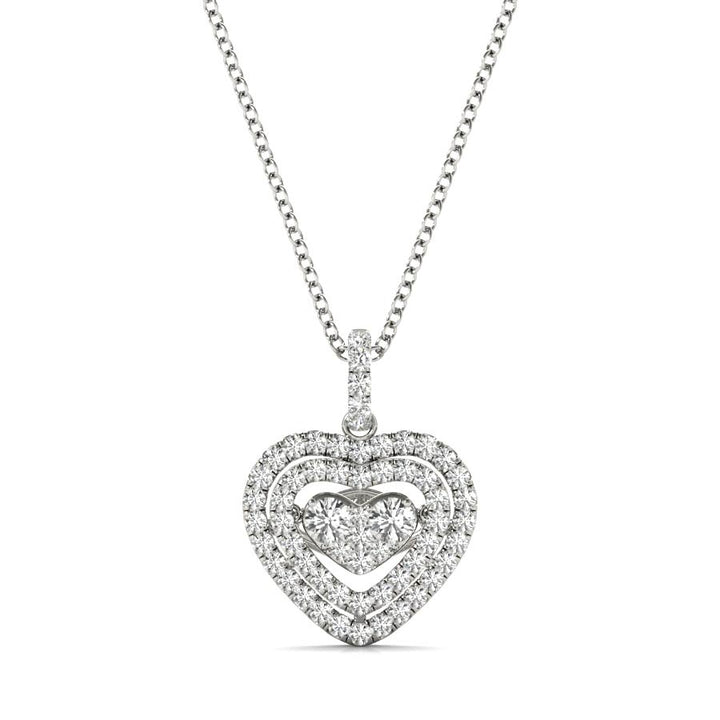 Heart Double Halo Pendant Necklace - Elgrissy Diamonds