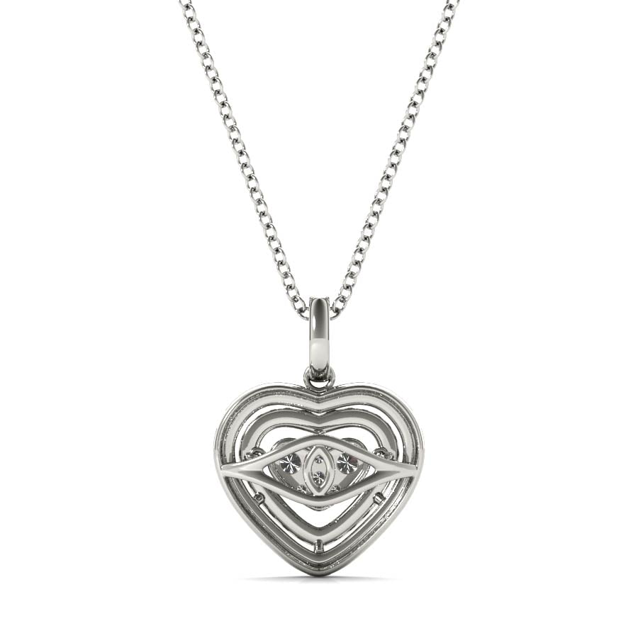 Heart Double Halo Pendant Necklace - Elgrissy Diamonds