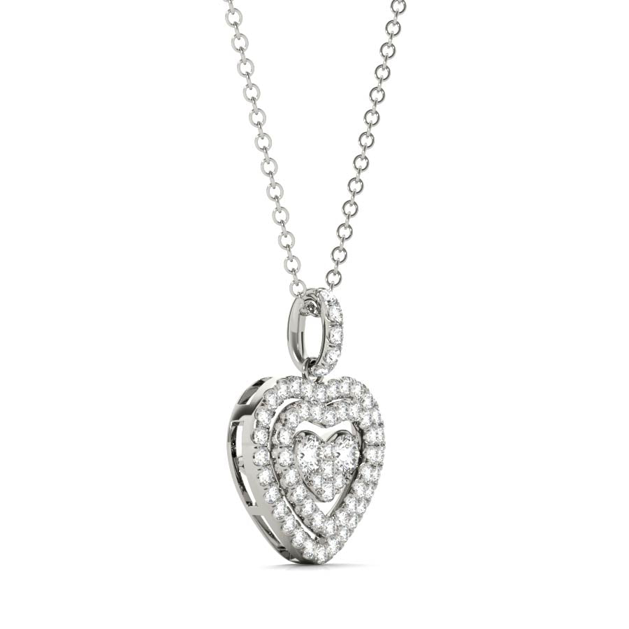 Heart Double Halo Pendant Necklace - Elgrissy Diamonds