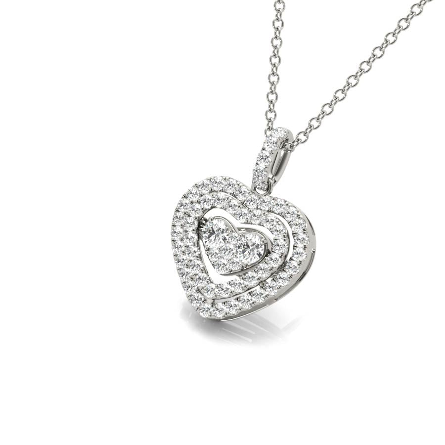 Heart Double Halo Pendant Necklace - Elgrissy Diamonds